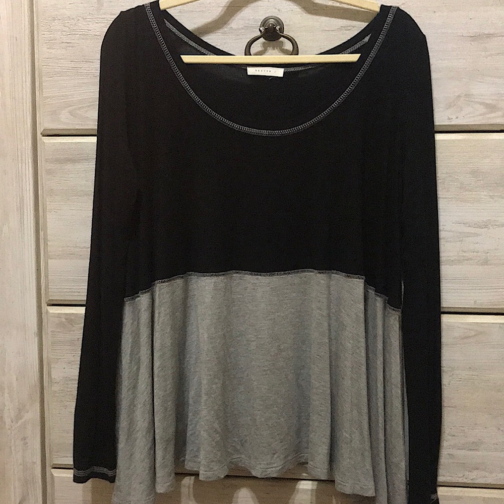 Gray and Black color-blocked shirt